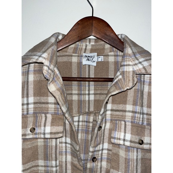 PRINCESS POLLY Mila Oversized Flannel Button Down Jacket Long Sleeve Shacket - Picture 3 of 12